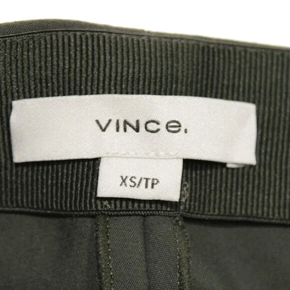 Vince NWT Casual Pleated Pants w/ Ankle Slits Size XS in Green Cotton Blend